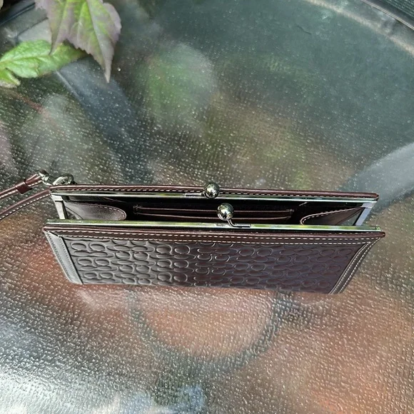 Coach Brown Embossed Wristlet